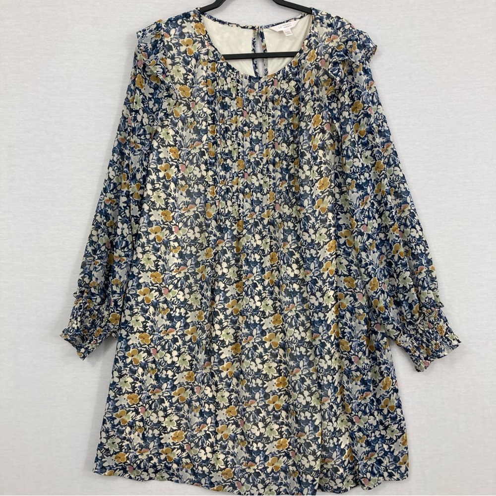LC Lauren Conrad Floral Round Neck Pintuck Long Sleeve Dress size XXL